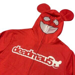 Deadmau5 Hoodie Men's XL Face Mask Ears Full Zip Red Rave Skater 00s EDM